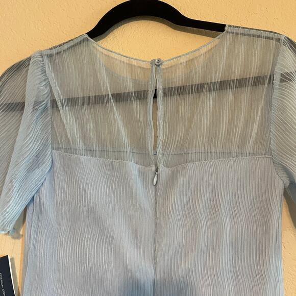 French Connection Saskia Ruched Sheer Yoke Short Sleeve Midi Dress Blue Size S - Picture 8 of 13